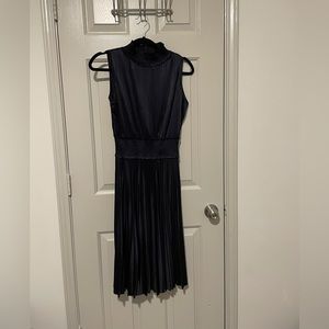Nanette Lepore Navy Blue Smocked Pleated Dress